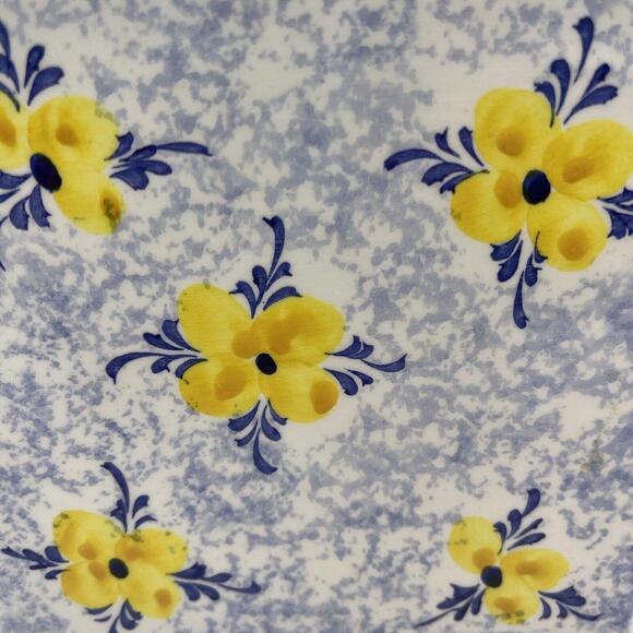 Vestal Alcobaca Portugal Pottery Blue Sponge ware Yellow FlowerTissue Box Cover - Picture 8 of 10